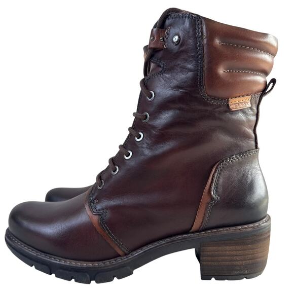 Pikolinos Ankle Boots San Sebastia EU40 US 9-9.5 Brown Leather Lace Up Side Zip - Picture 6 of 11